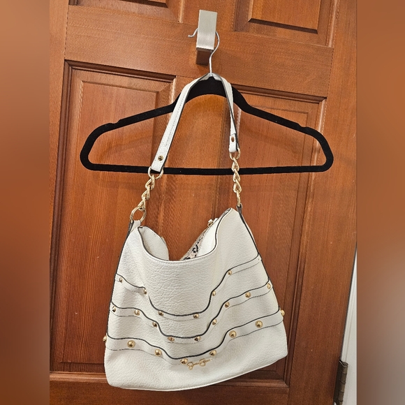 Handbags - Jessica Simpson Y2K White and Gold Studded Women's Bag